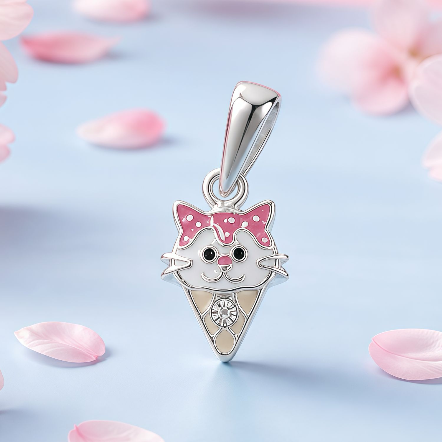 Dije Mini Gatita Esmaltado para niñas Plata Tailandesa 925