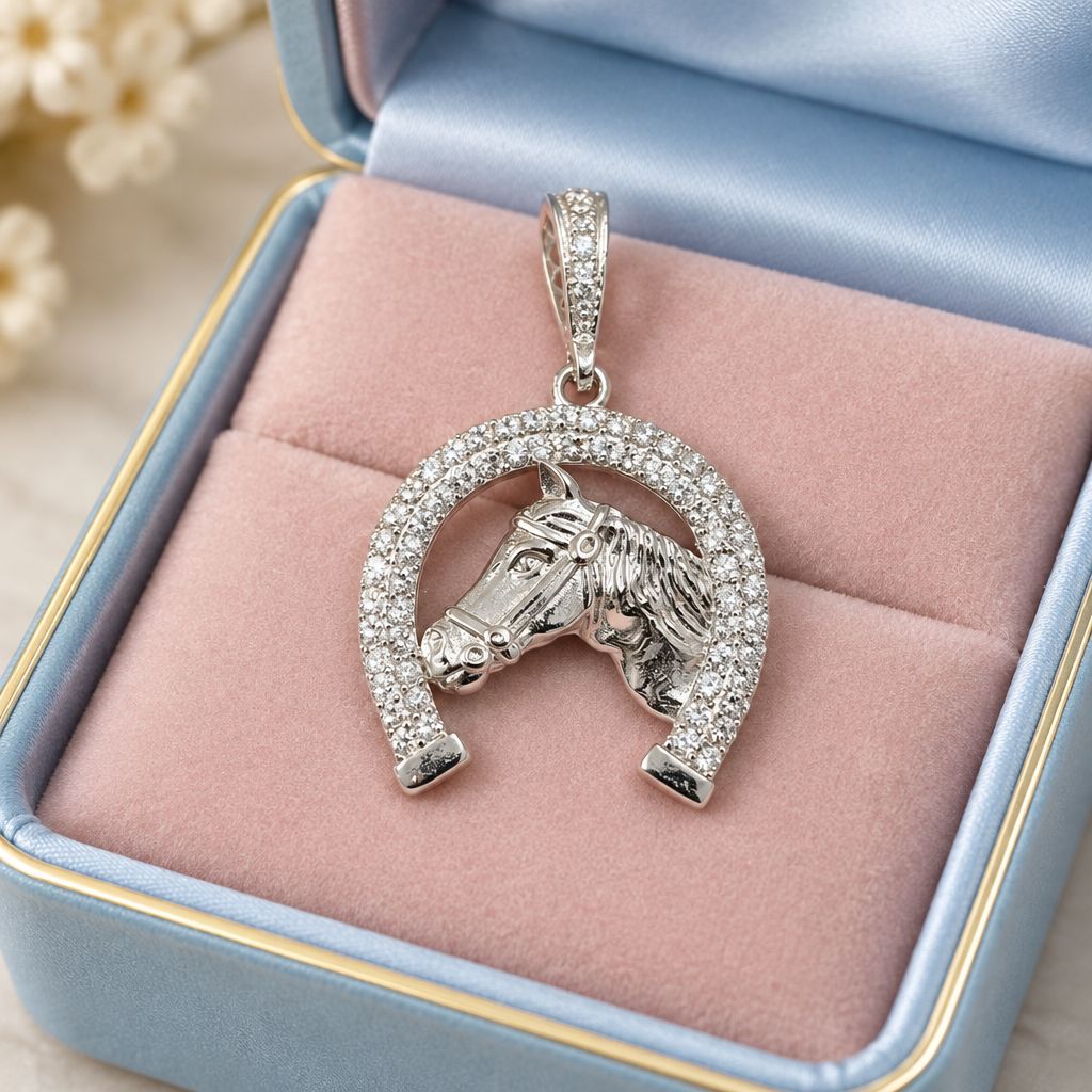 Dije Herradura caballo micropabe 5cm, plata 925
