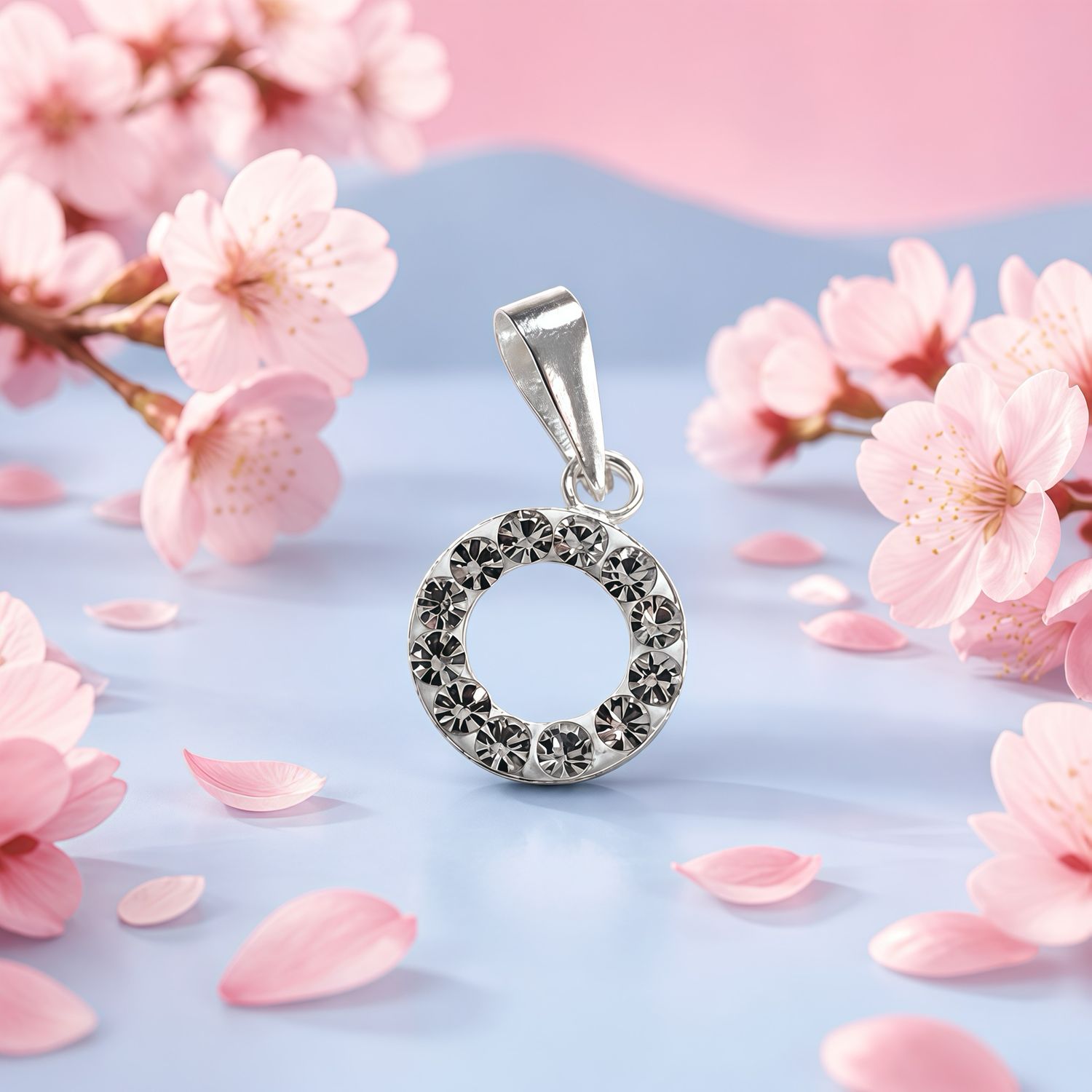Dije Circulo cristales mini para niñas ,1.5cm Plata Tailandesa 925