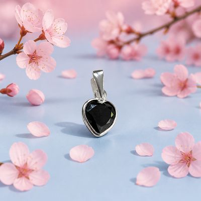 Dije Corazon ZC Negra 10mm Plata Tailandesa 925