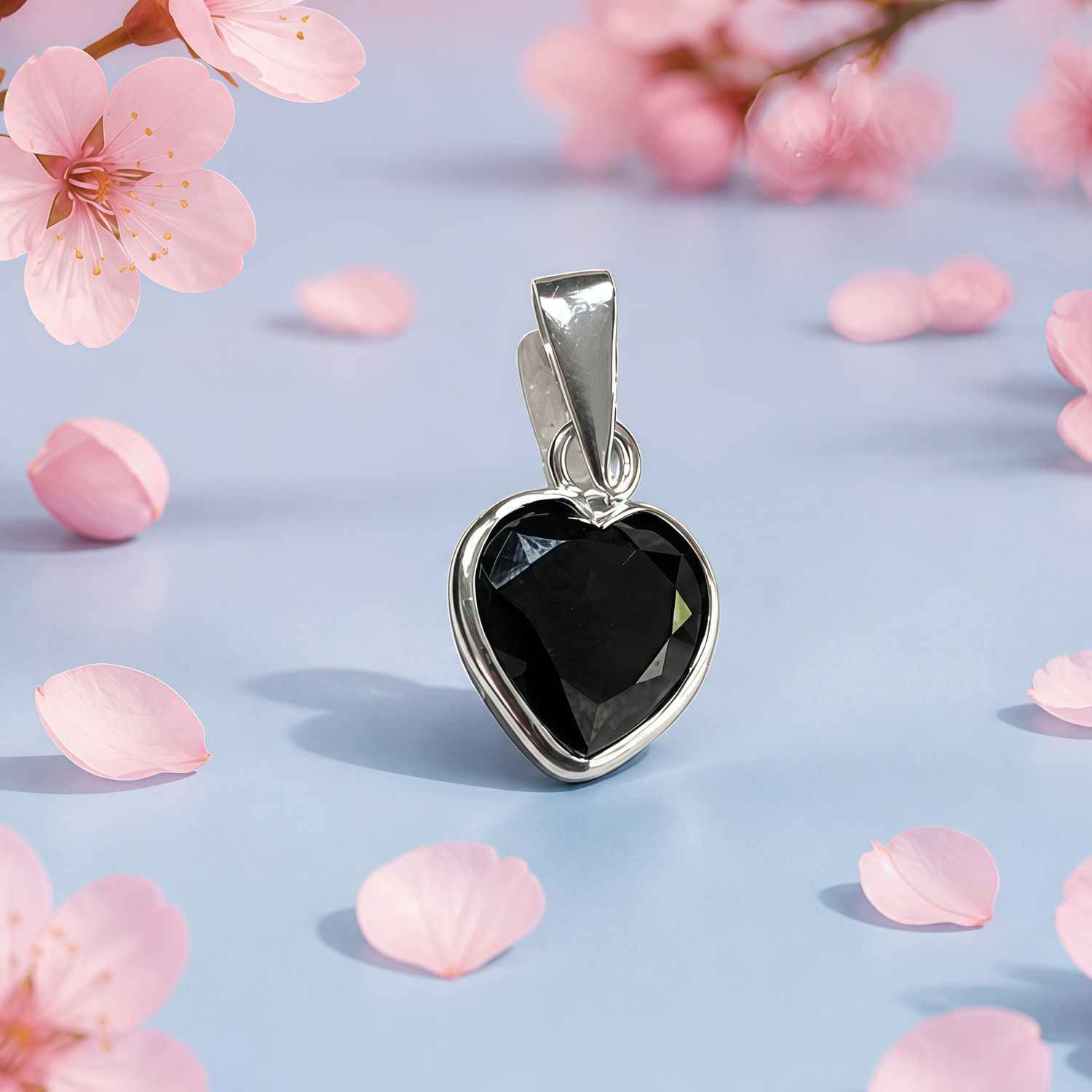 Dije Corazon ZC  Negra 10mm  Plata Tailandesa 925