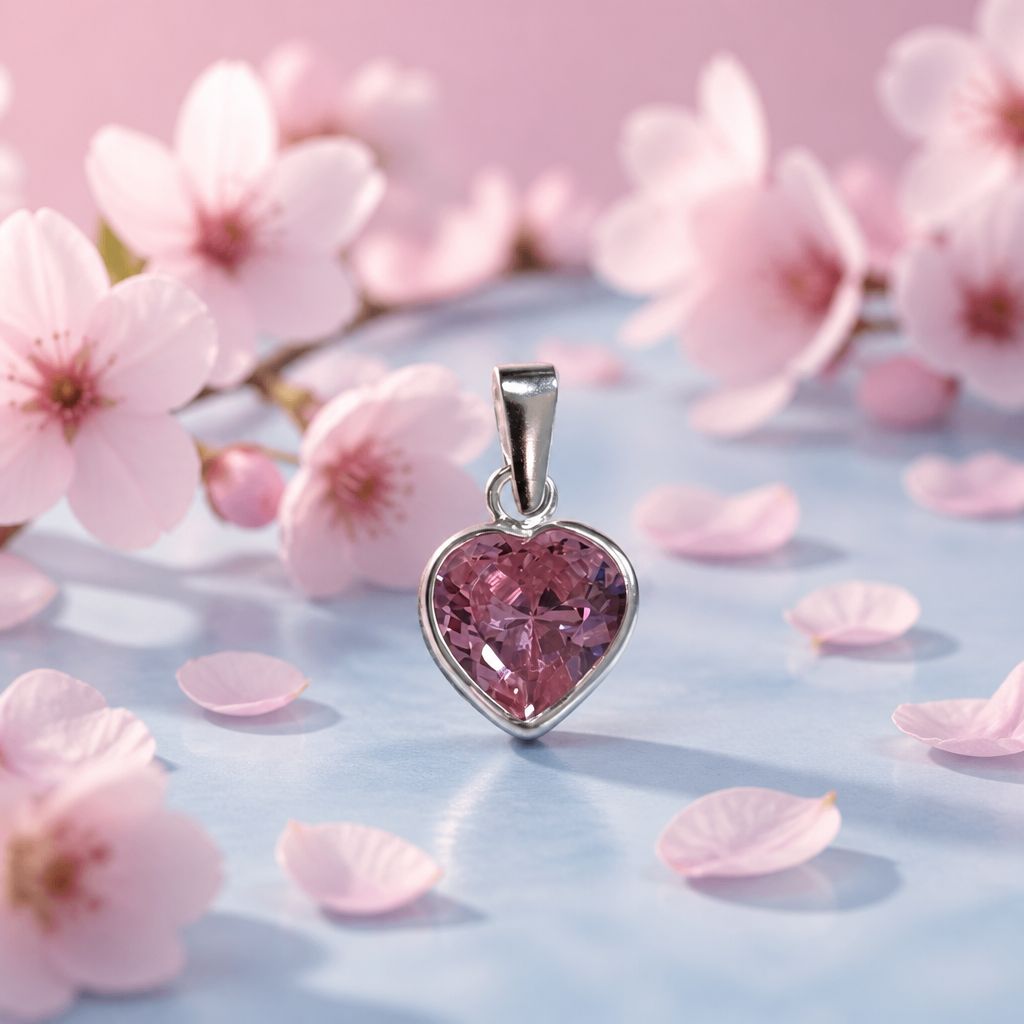 Dije Corazon ZC  Rosa 10mm  Plata Tailandesa 925