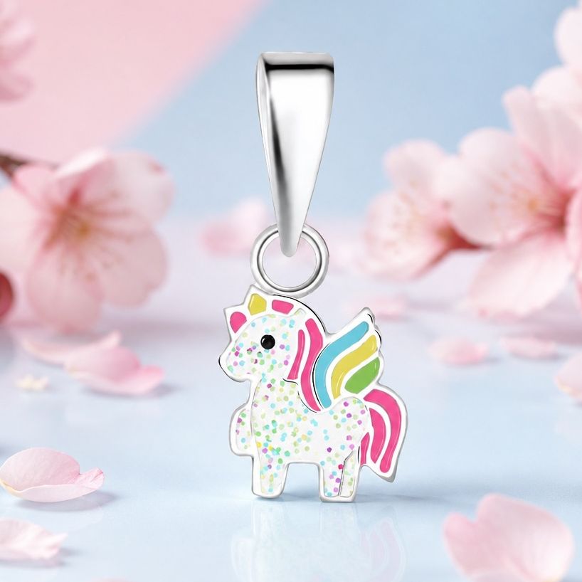 Dije Mini Pegazo Esmaltado para niñas Plata Tailandesa 925