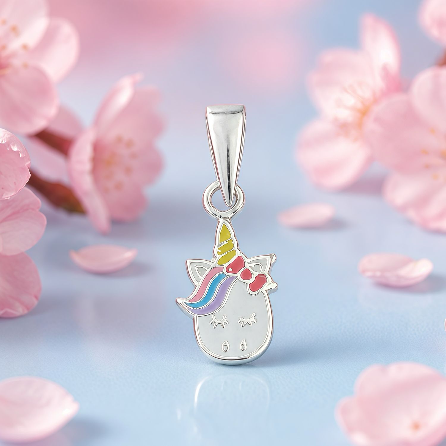 Dije Mini Unicornio Esmaltado para niñas 1cm Plata Tailandesa 925