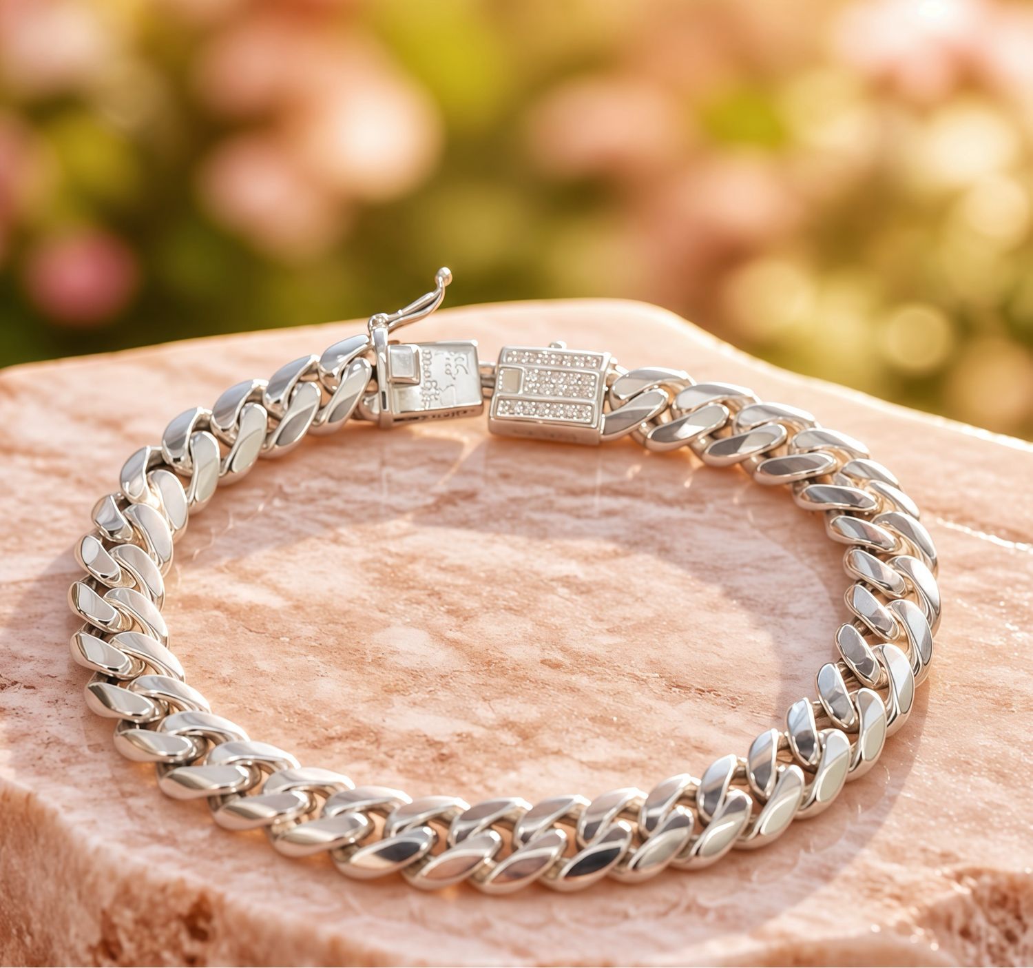 Pulsera Manac Cubana Miami 9mm de ancho, 8" de largo Plata italiana 925