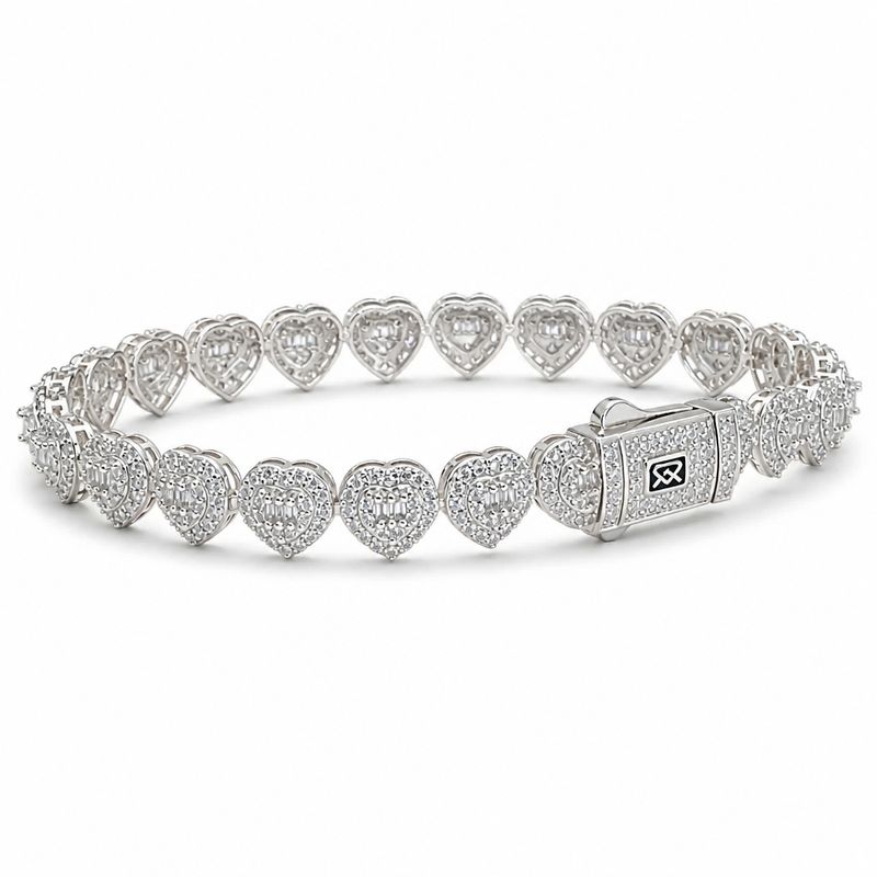 Pulsera Corazones Mónac 7.5” con Amentrina Plata 925 Italiana