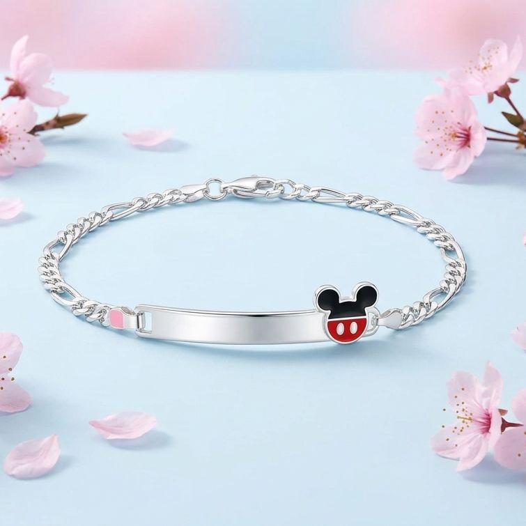 Pulsera Estilo Figaro con Figurita mide 6" de largo, plata 925 mexicana