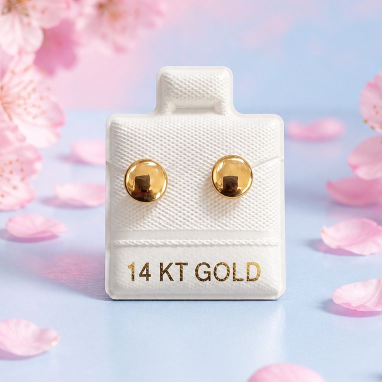 Broquel Boton 6mm Oro 14K Mexicano