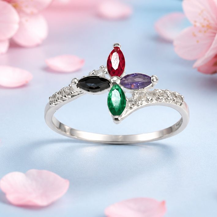 Anillo Flor Multicolor Plata 925 mexicana