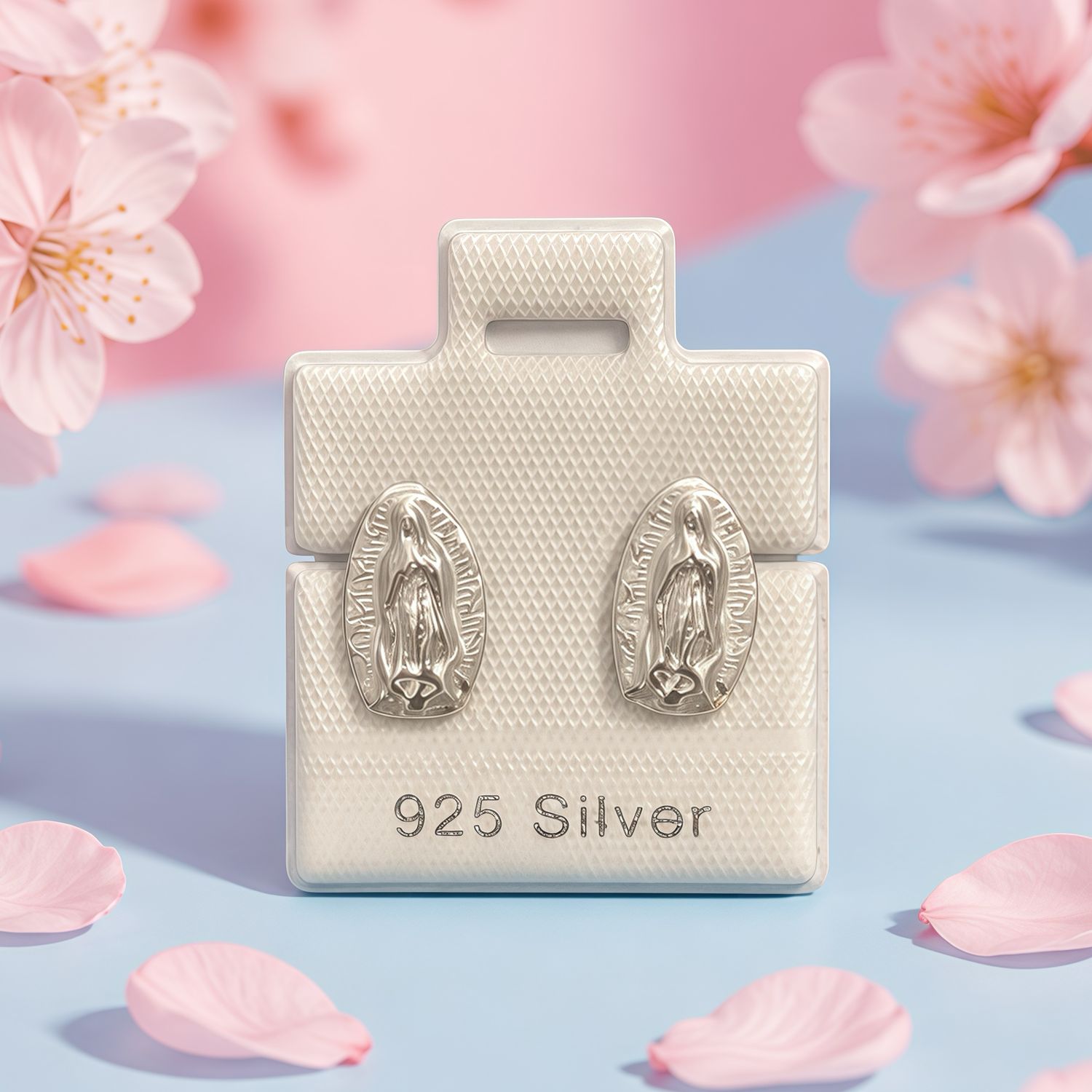 Broquel diamantado Virgen de Guadalupe 10mm Plata 925 Mexiacana