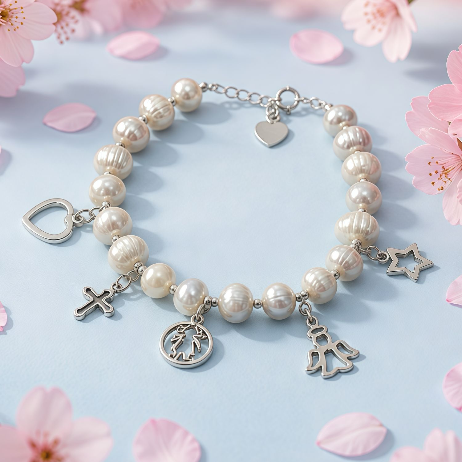 Pulsera madre Perla natural con Charms Plata 925 Mexicana