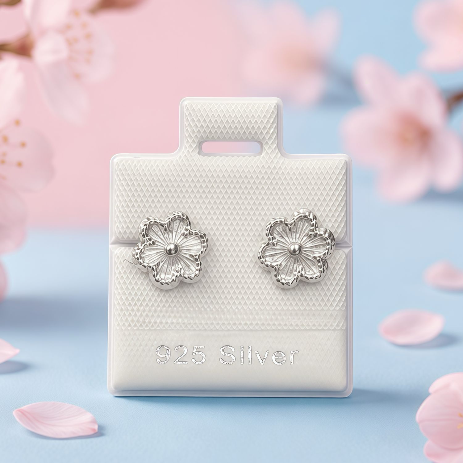 Broquel Flor Boleada  plata 925 Mexicana, con Bolita atrás