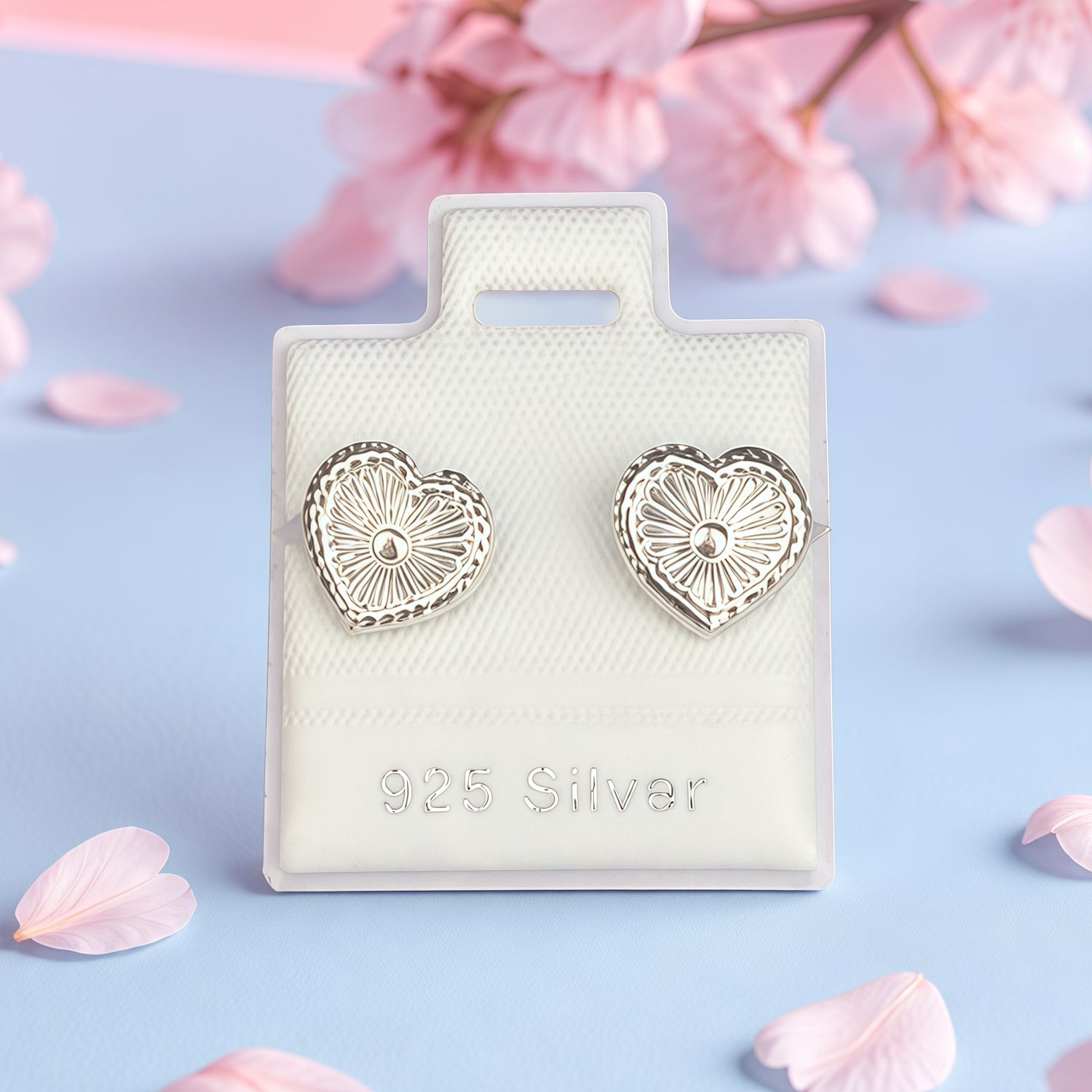 Broquel Corazon Boleado Diamantado, Broche de bolita, Plata 925 MX