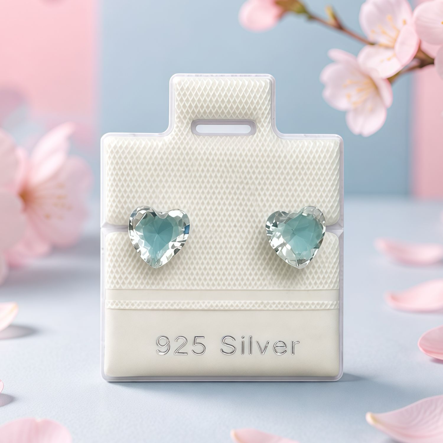 Broquel Corazon Aqua 6mm  Plata 925, broche de bolita