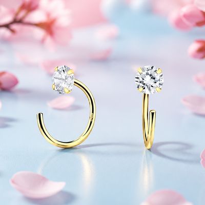 Arete Abierto con Chapa de oro en plata 925