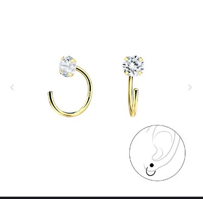 Arete Abierto con Chapa de oro en plata 925