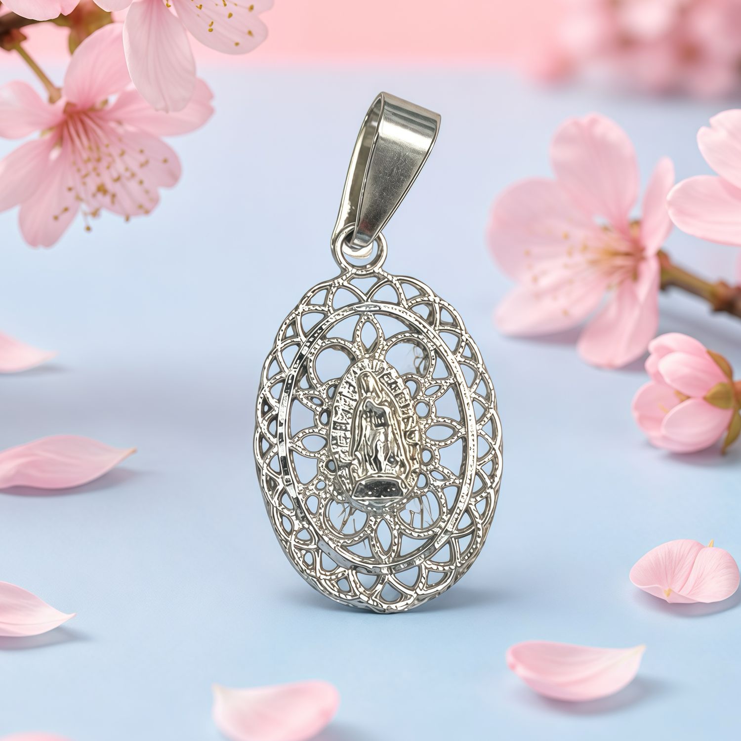 Dije Filigrana Virgen de Guadalupe Mide 2.5cm plata 925 Mexicana