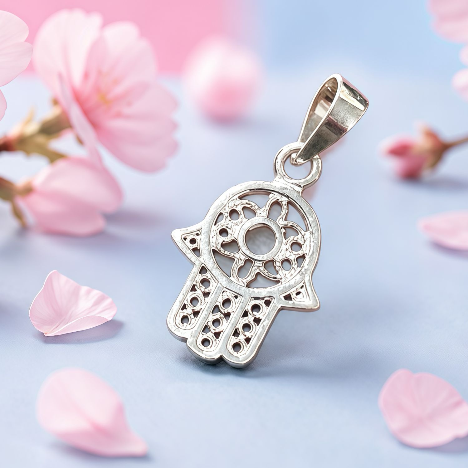 Dije Mano de Fatima Mide 3cm, plata 925  Mexicana ideal para cadenas de 4mm o menos