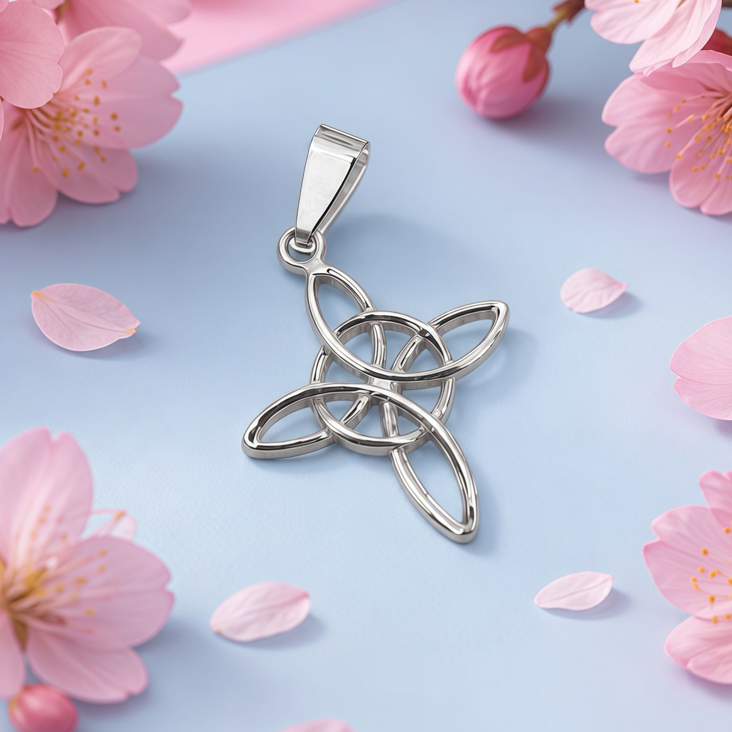 Dije Nudo de Bruja mide 4cm Plata 925 Mexicana. ideal para cadenas de 5mm o menos