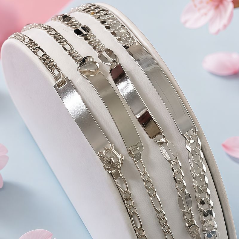 Paquete Pulsera con Placa estilo Cubano y Figaro Plata 925