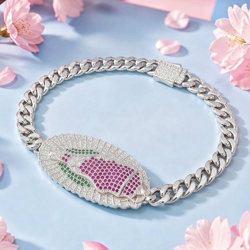 Pulsera Guadalupe 3D tricolor mide 7.5 Plata 925 italiana solida.