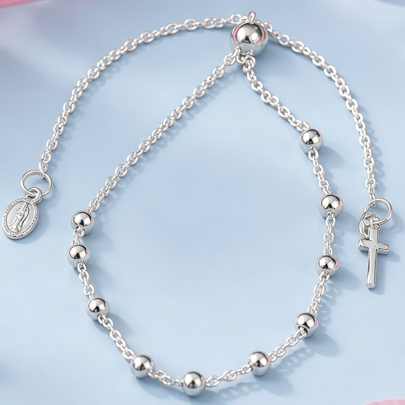 Pulsera misterio ajustableVirgen de Guadalupe  Plata mexicana