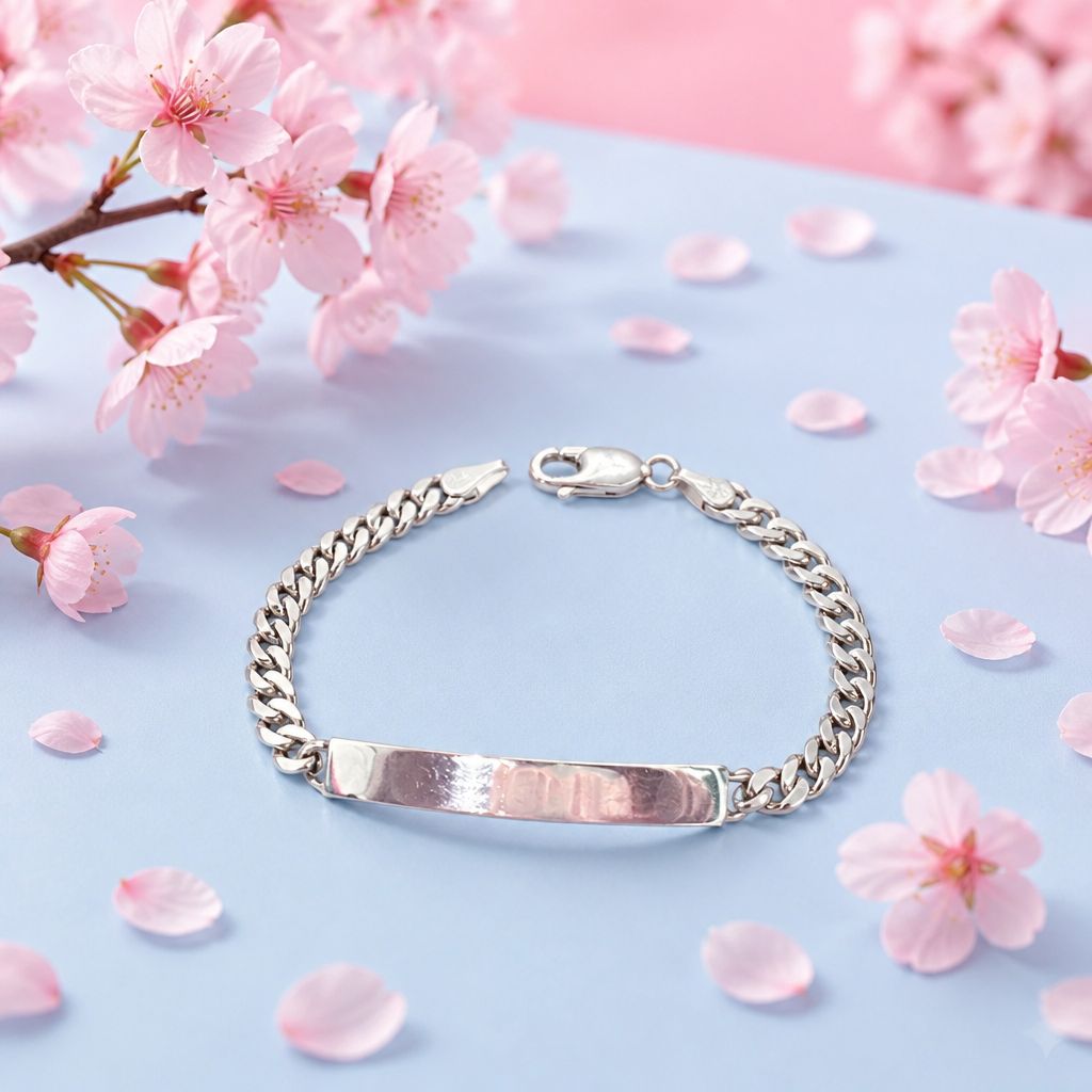 Pulsera Con Placa estilo cubano para mano pequeña mide 6" de largo y 7mm de ancho. Solida.Plata mexicana