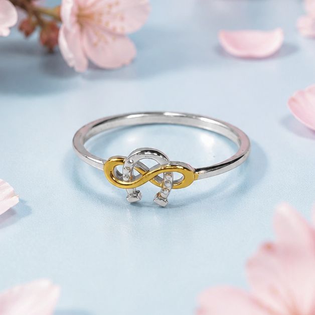 Anillo Infinito Herradura Bicolor Chapa de 18k y Plata 925 Tailandesa