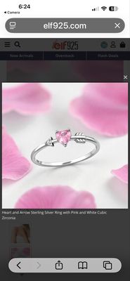 Anillo Corazon Flechado Rosa   Plata 925 Thailandesa