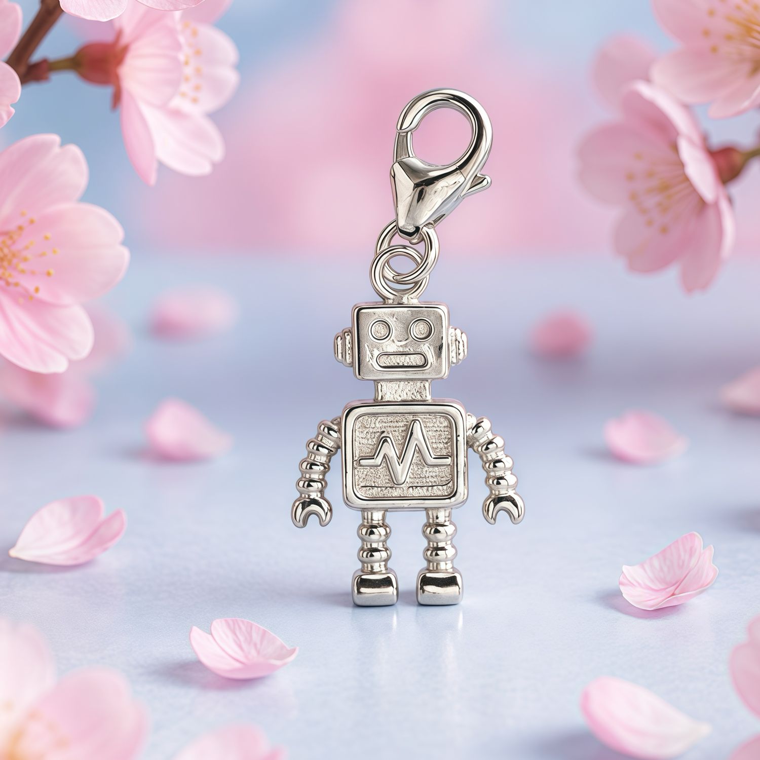Dije Robotito 2cm,  Plata 925 Thailandesa, Reasa de Broche de perico ideal para cadenas, pulseras y tobilleras,