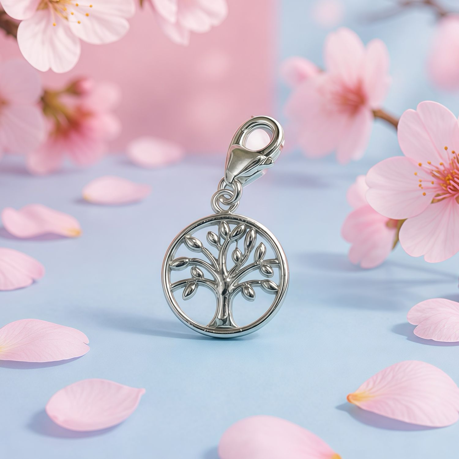 Dije Arbol de la Vida 2cm,  Plata 925 Thailandesa, Reasa de Broche de perico ideal para cadenas, pulseras y tobilleras,