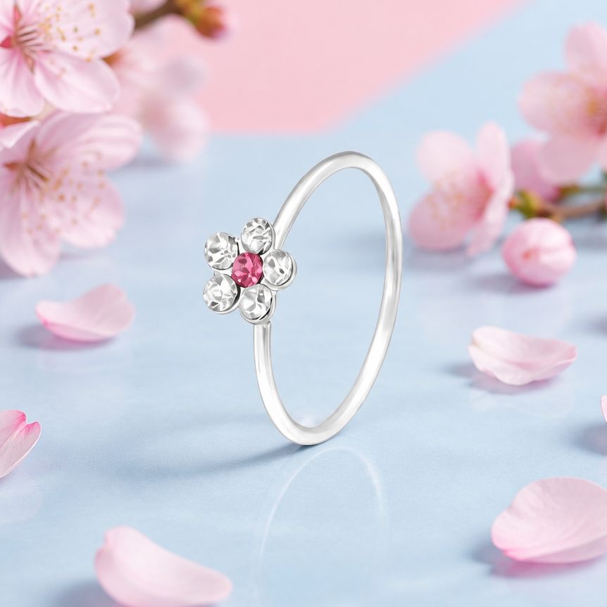 Piercing Nouse (Arete Nariz)  Argolla Florecita rosa  Plata 925 Tailandés