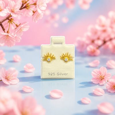 Broquel Medio Sol Banado en oro de 18K, fabricado en plata 925 Thailandesa, Broche de Mariposa