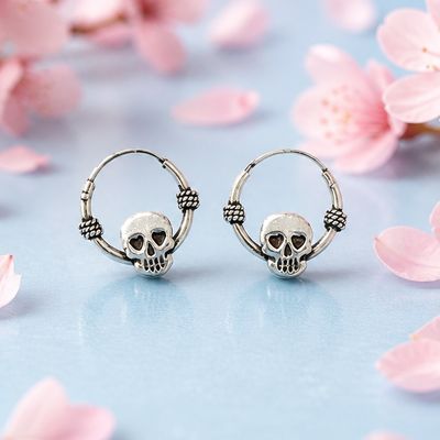Arracadita Bali Caravera mide 1cm Plata Oxy 925 Thailandesa