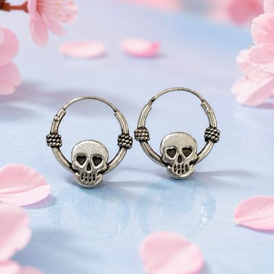 Arracadita Bali Caravera mide 1cm Plata Oxy 925 Thailandesa
