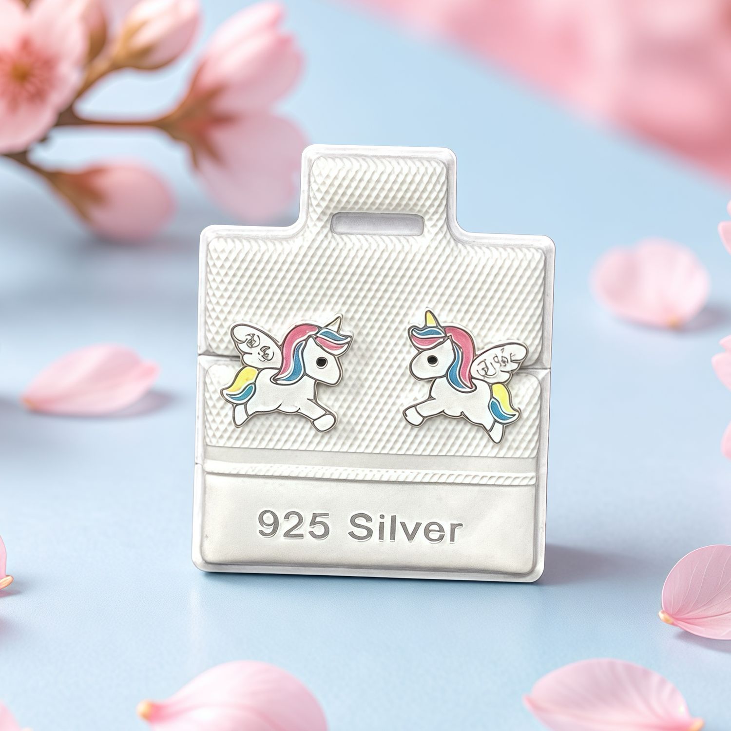 Broquel Premium Unicornio  Esmaltado Plata 925 Thailandesa, Broche de mariposa con silicona