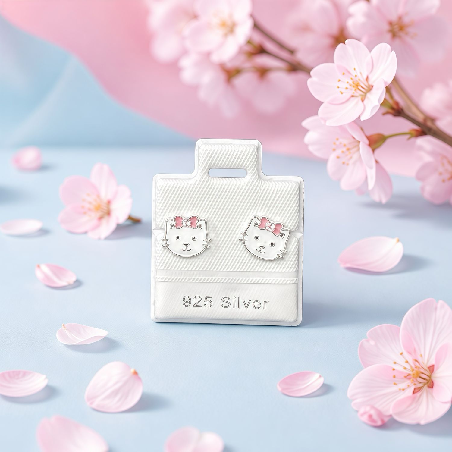 Broquel Premium Gatita Esmaltado Plata 925 Thailandesa, Broche de mariposa con silicona