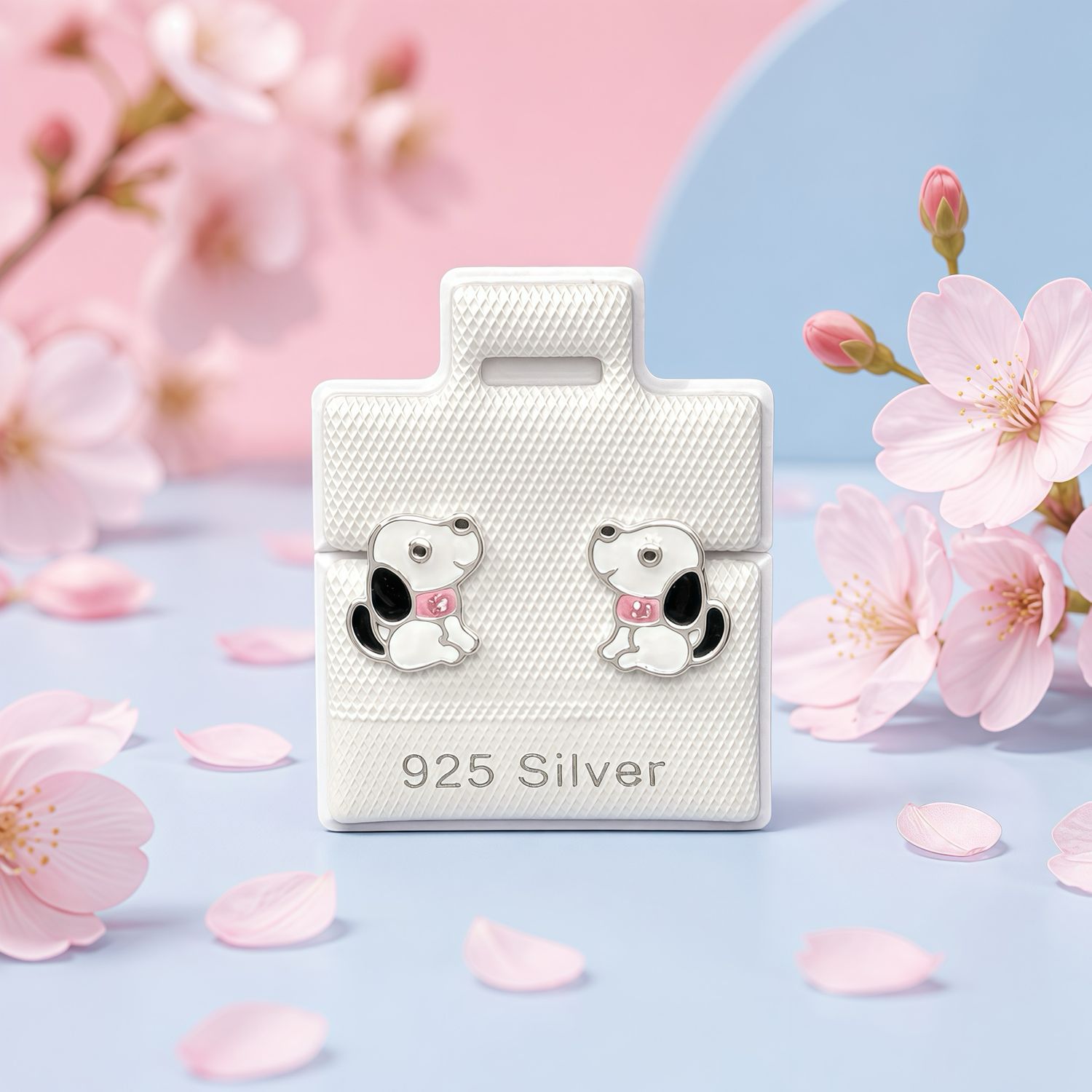 Broquel Premium Perrito Esmaltado Plata 925 Thailandesa, Broche de mariposa con silicona