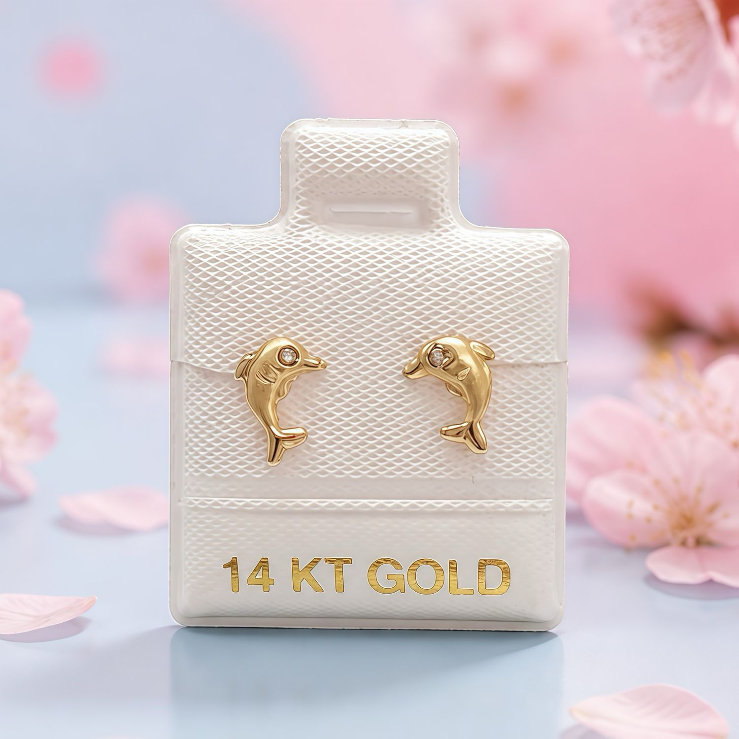 Broquel Delfin Arenado  Lisa Oro 14K MX