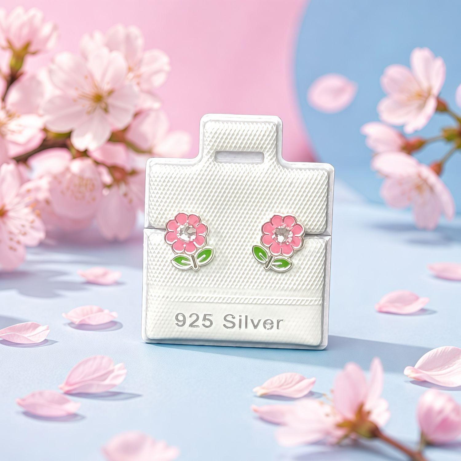 Broquel Premium Florecita Esmaltado Plata 925 Thailandesa, Broche de mariposa con silicona