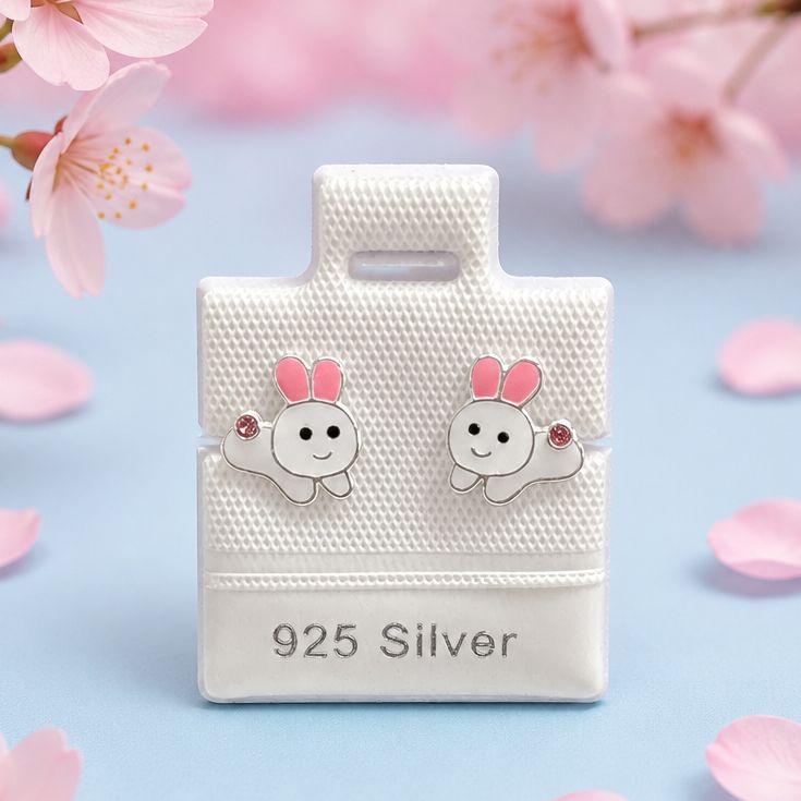 Broquel Conejito  Esmaltado Plata 925 Thailandesa, Broche de mariposa
