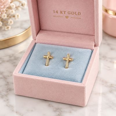 Broquel Crucesita Lisa Oro 14K MX