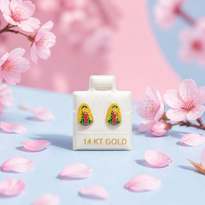 Broquel virgencita de Guadalupe esmaltada Oro 14K MX