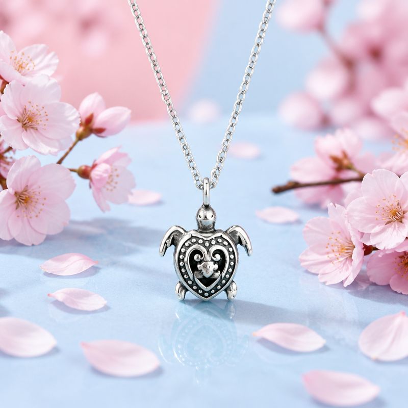 Collar Tortuga Oxy mide 1cm, cadena 18" de largo Plata 925 Thailandesa