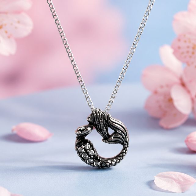 Collar Sirena  Oxy mide 1cm, cadena 18" de largo Plata 925 Thailandesa