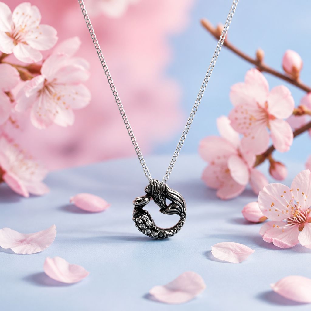 Collar Sirena  Oxy mide 1cm, cadena 18" de largo Plata 925 Thailandesa