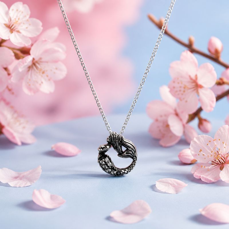 Collar Sirena  Oxy mide 1cm, cadena 18" de largo Plata 925 Thailandesa