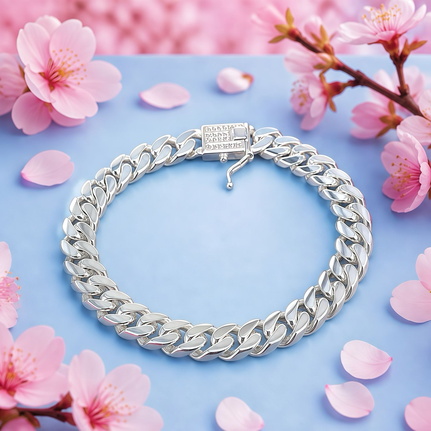 Pulsera estilo Monaco lisa, 9mm de ancho, 8"de largo Plata 925 Mexicana