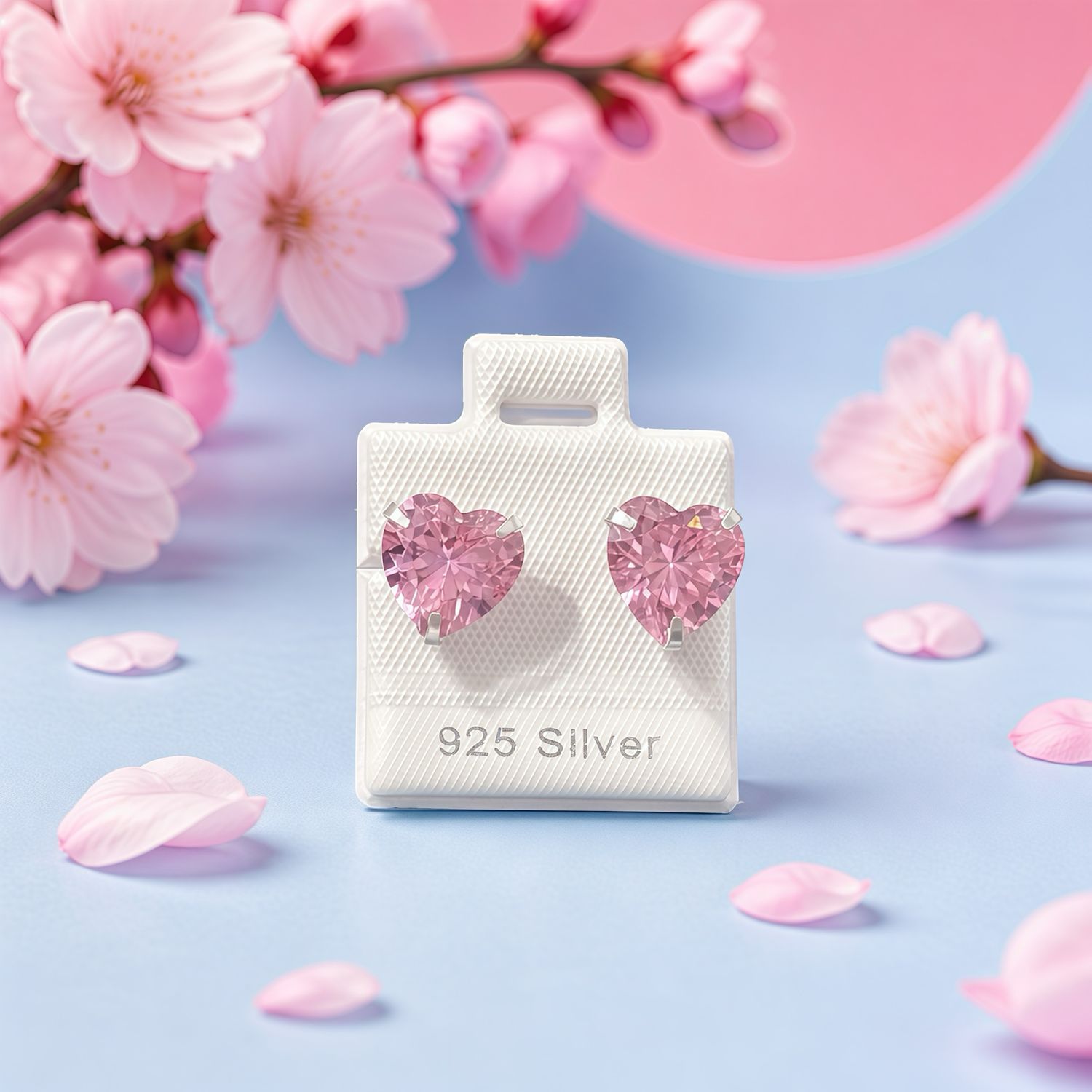 Broquel Corazon ZC 8x9mm Baby pink, plata 925 Broche de mariposa