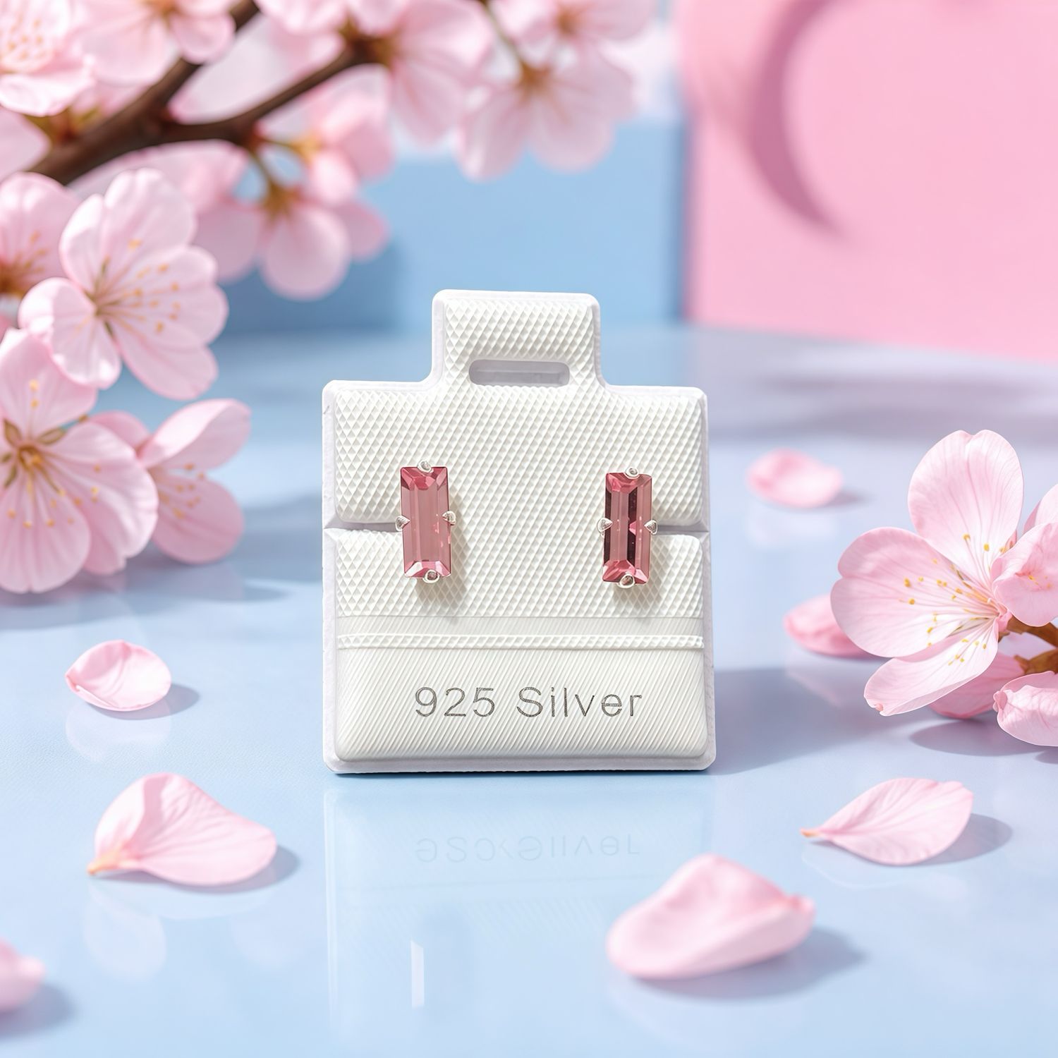 Broquel Marquiz Baby pink, 3x7mm plata 925 Broche de mariposa
